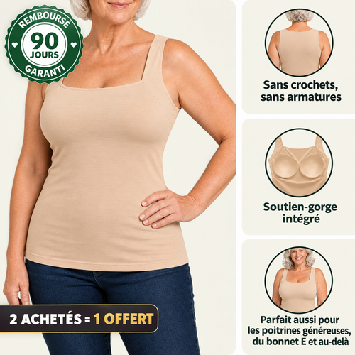 Débardeur sculptant Grace & Easo couleur nude, soutien-gorge intégré